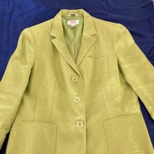Talbots Petite Blazer Sz 12 Chartreuse Green